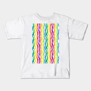 rainbow paint splatter zebra stripes Kids T-Shirt